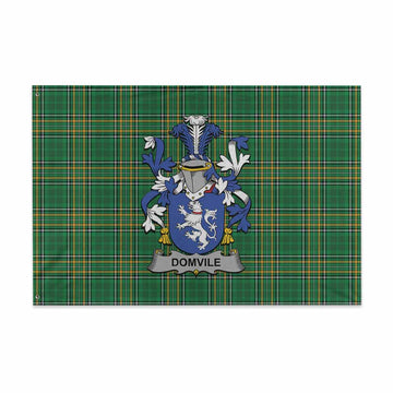 Domvile Irish Clan Tartan House Flag with Coat of Arms
