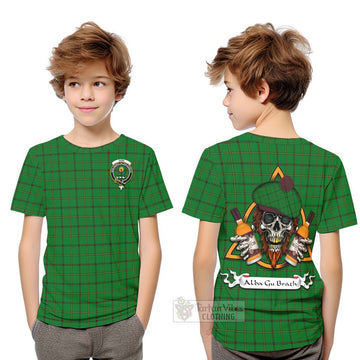 Don Tartan Kid T-Shirt with Family Crest and Bearded Skull Holding Bottles of Whiskey Youth XL Size14 - Tartan Vibes Clothing