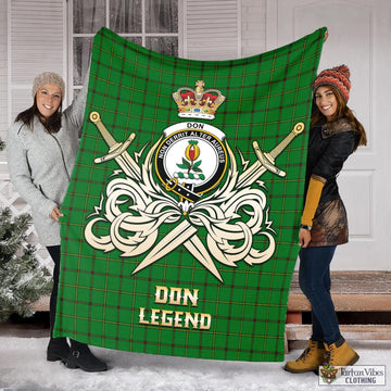 Don Tartan Blanket with Clan Crest and the Golden Sword of Courageous Legacy X-Large 59 x 79 inches 150 x 200 cm - Tartan Vibes Clothing