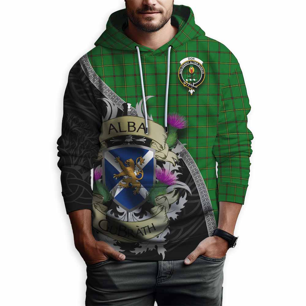 Don Tartan Family Crest Hoodie Lion Rampant Royal Thistle Shield Celtic Inspired Pullover Hoodie - Tartan Vibes Clothing