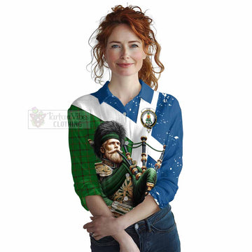 Don Tartan Women's Casual Shirt with Family Crest Scottish Bagpiper Vibes Female - Tartan Vibes Clothing