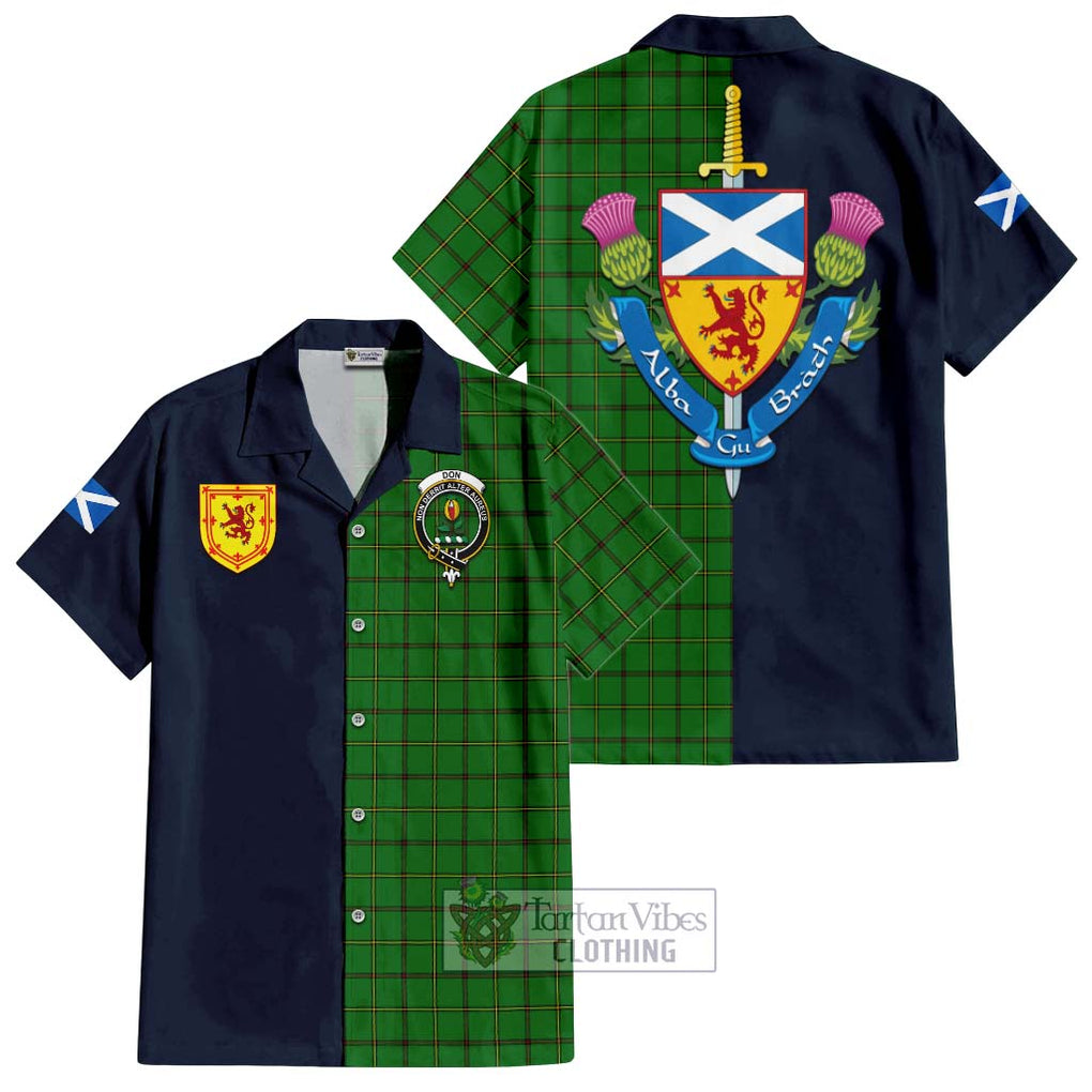Don Tartan Hawaiian Shirt Alba with Scottish Lion Royal Arm Half Style Kid - Tartan Vibes Clothing