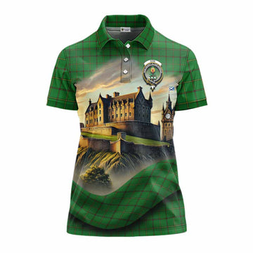 Don Tartan Family Crest Women's Polo Shirt with Scottish Ancient Castle Style Women - Tartan Vibes Clothing