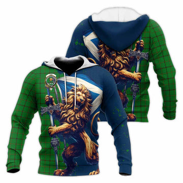 Don Tartan Family Crest Knitted Hoodie with Scottish Majestic Lion Unisex Knitted Pullover Hoodie - Tartan Vibes Clothing