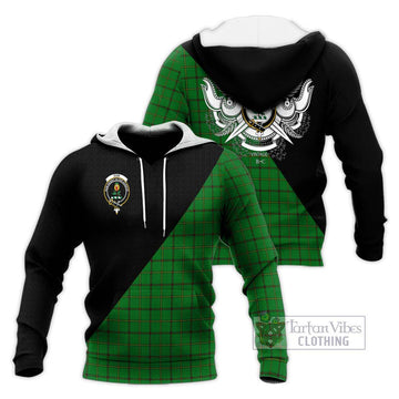 Don Tartan Knitted Hoodie with Family Crest and Military Logo Style Unisex Knitted Pullover Hoodie - Tartan Vibes Clothing