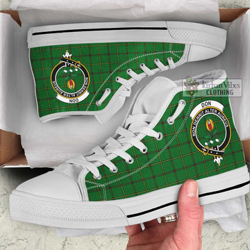 Don Tartan High Top Shoes with Family Crest Kid High Top - White Sole - Tartan Vibes Clothing