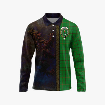 Don Tartan Family Crest Long Sleeve Polo Shirt Alba Gu Brath Be Brave Lion Ancient Style Unisex - Tartan Vibes Clothing
