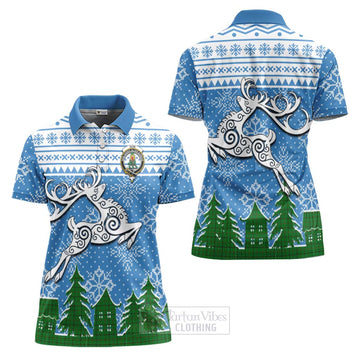 Don Clan Christmas Women's Polo Shirt Celtic Reindeer Style Women - Tartan Vibes Clothing