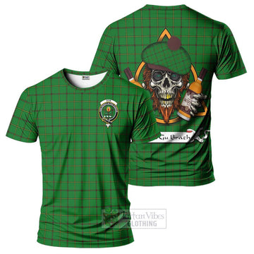 Don Tartan T-Shirt with Family Crest and Bearded Skull Holding Bottles of Whiskey Kid's Shirt - Tartan Vibes Clothing