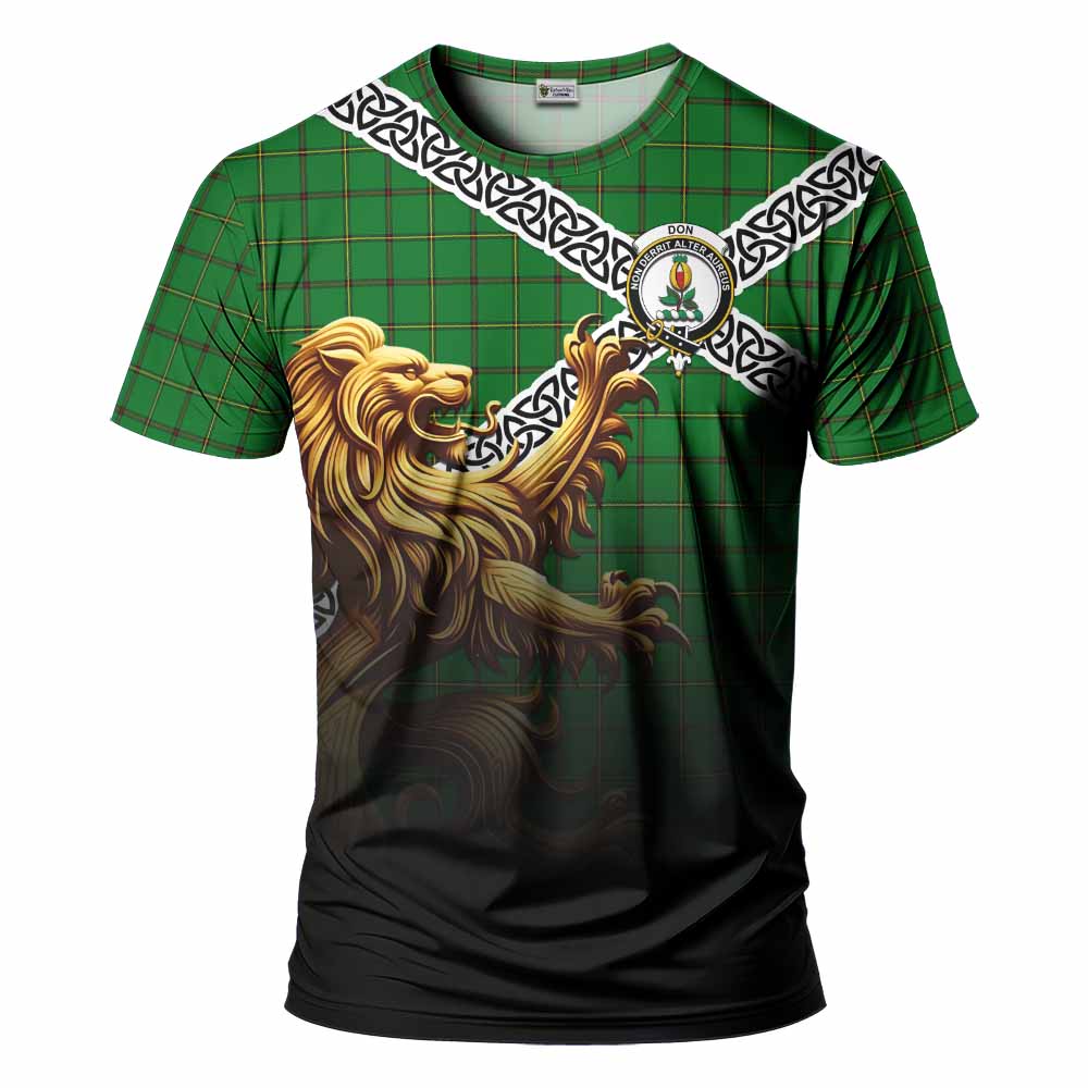 Don Crest Tartan T-Shirt with Golden Lion Emblem Celtic Style Kid's Shirt - Tartan Vibes Clothing