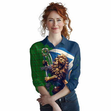 Don Tartan Family Crest Women's Casual Shirt with Scottish Majestic Lion Female - Tartan Vibes Clothing