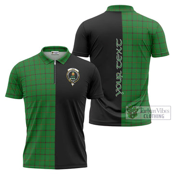 Don Tartan Zipper Polo Shirt with Family Crest and Half Of Me Style Unisex - Tartan Vibes Clothing
