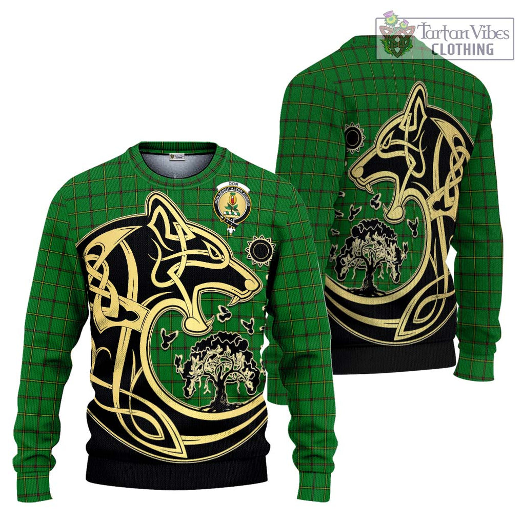Don Tartan Ugly Sweater with Family Crest Celtic Wolf Style Unisex - Tartan Vibes Clothing