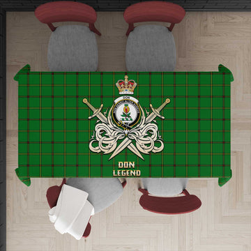 Don Tartan Tablecloth with Clan Crest and the Golden Sword of Courageous Legacy