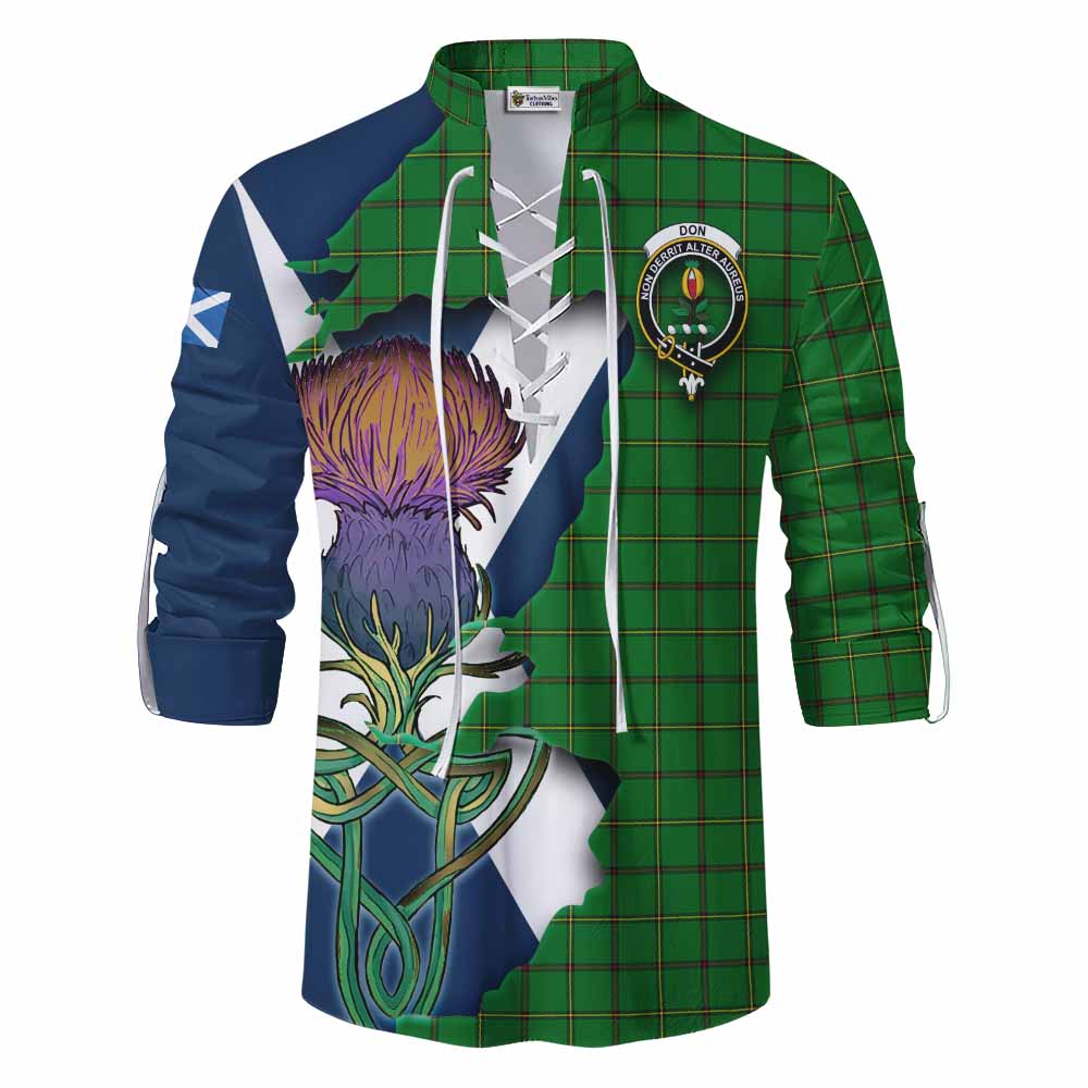 Don Tartan Family Crest Ghillie Kilt Shirt Scottish Thistle Celtic Inspired Men - Tartan Vibes Clothing