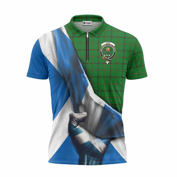 Don Tartan Zipper Polo Shirt with Family Crest Scotland Patriotic Style Unisex - Tartan Vibes Clothing