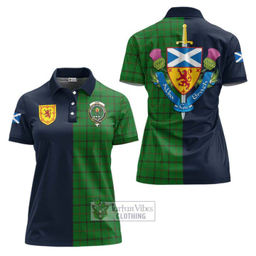 Don Tartan Women's Polo Shirt Alba with Scottish Lion Royal Arm Half Style Women - Tartan Vibes Clothing