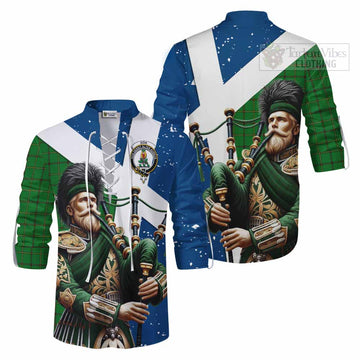 Don Tartan Ghillie Kilt Shirt with Family Crest Scottish Bagpiper Vibes Men - Tartan Vibes Clothing