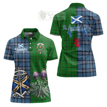 Don Tartan Women's Polo Shirt Happy St. Andrew's Day Half Tartan Style Women - Tartan Vibes Clothing