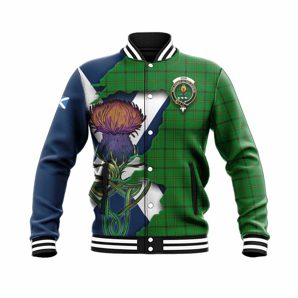 Don Tartan Family Crest Baseball Jacket Scottish Thistle Celtic Inspired Unisex - Tartan Vibes Clothing