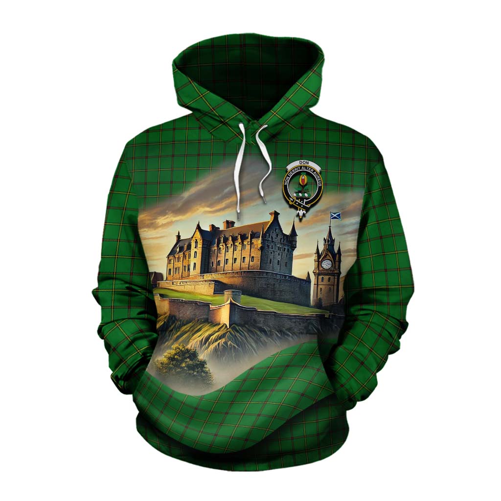 Don Tartan Family Crest Cotton Hoodie with Scottish Ancient Castle Style Pullover Hoodie XS - Tartan Vibes Clothing