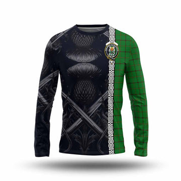Don Tartan Long Sleeve T-Shirt with Family Crest Cross Sword Thistle Celtic Vibes Unisex - Tartan Vibes Clothing