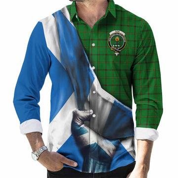 Don Tartan Long Sleeve Button Shirt with Family Crest Scotland Patriotic Style Men's Shirt S - Tartan Vibes Clothing