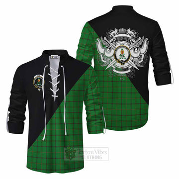 Don Tartan Ghillie Kilt Shirt with Family Crest and Military Logo Style Men - Tartan Vibes Clothing