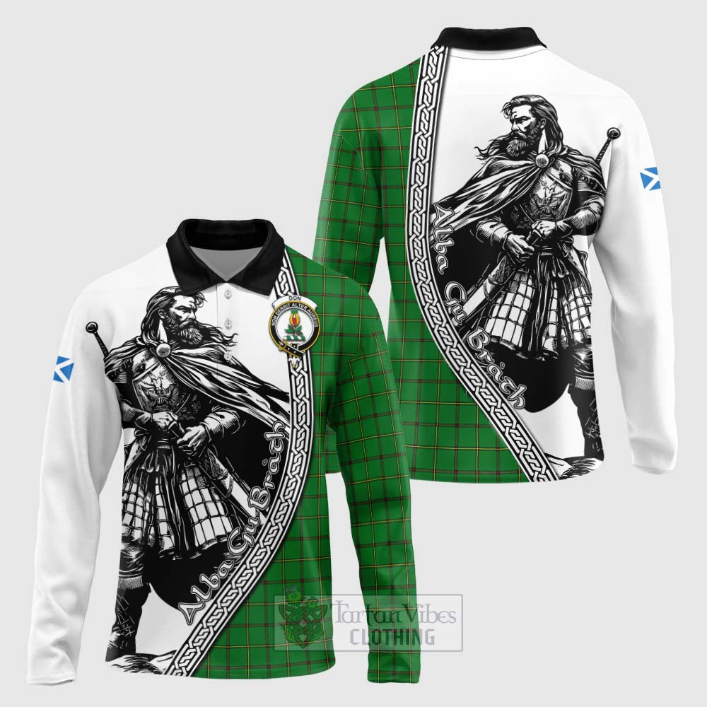 Don Tartan Clan Crest Long Sleeve Polo Shirt with Highlander Warrior Celtic Style Unisex - Tartan Vibes Clothing