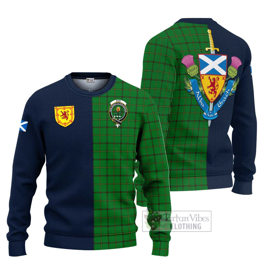 Don Tartan Ugly Sweater Alba with Scottish Lion Royal Arm Half Style Unisex - Tartan Vibes Clothing