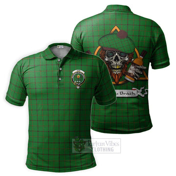 Don Tartan Polo Shirt with Family Crest and Bearded Skull Holding Bottles of Whiskey Kid - Tartan Vibes Clothing