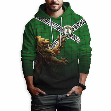 Don Crest Tartan Hoodie with Golden Lion Emblem Celtic Style Pullover Hoodie - Tartan Vibes Clothing