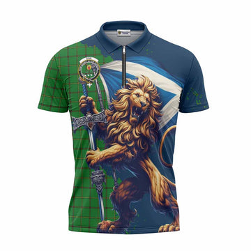 Don Tartan Family Crest Zipper Polo Shirt with Scottish Majestic Lion Unisex - Tartan Vibes Clothing