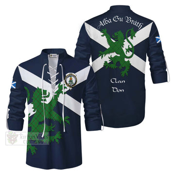 Don Tartan Lion Rampant Ghillie Kilt Shirt Proudly Display Your Heritage with Alba Gu Brath and Clan Name Men - Tartan Vibes Clothing