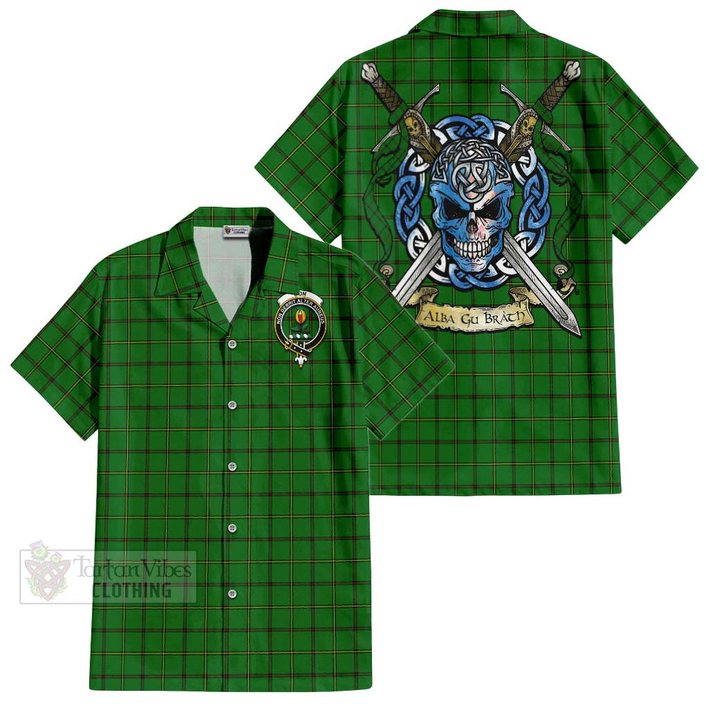 Don Tartan Hawaiian Shirt with Family Crest Celtic Skull Style Kid - Tartan Vibes Clothing