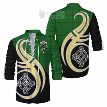 Don Tartan Ghillie Kilt Shirt with Family Crest and Celtic Symbol Style Men - Tartan Vibes Clothing