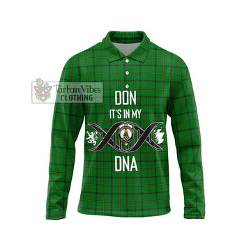 Don Tartan Long Sleeve Polo Shirt with Family Crest DNA In Me Style Unisex - Tartan Vibes Clothing