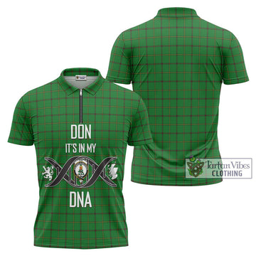 Don Tartan Zipper Polo Shirt with Family Crest DNA In Me Style Unisex - Tartan Vibes Clothing