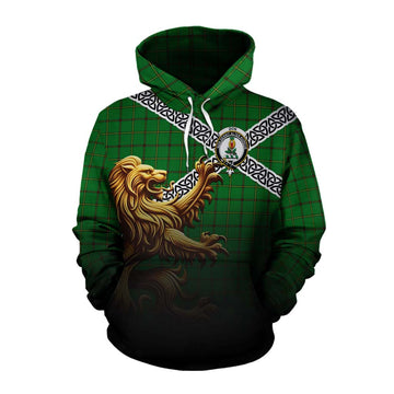 Don Crest Tartan Cotton Hoodie with Golden Lion Emblem Celtic Style Pullover Hoodie XS - Tartan Vibes Clothing