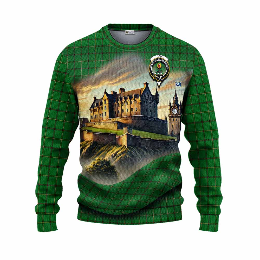 Don Tartan Family Crest Knitted Sweater with Scottish Ancient Castle Style Unisex - Tartan Vibes Clothing