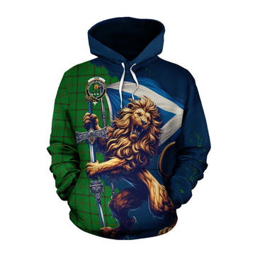 Don Tartan Family Crest Cotton Hoodie with Scottish Majestic Lion Pullover Hoodie XS - Tartan Vibes Clothing