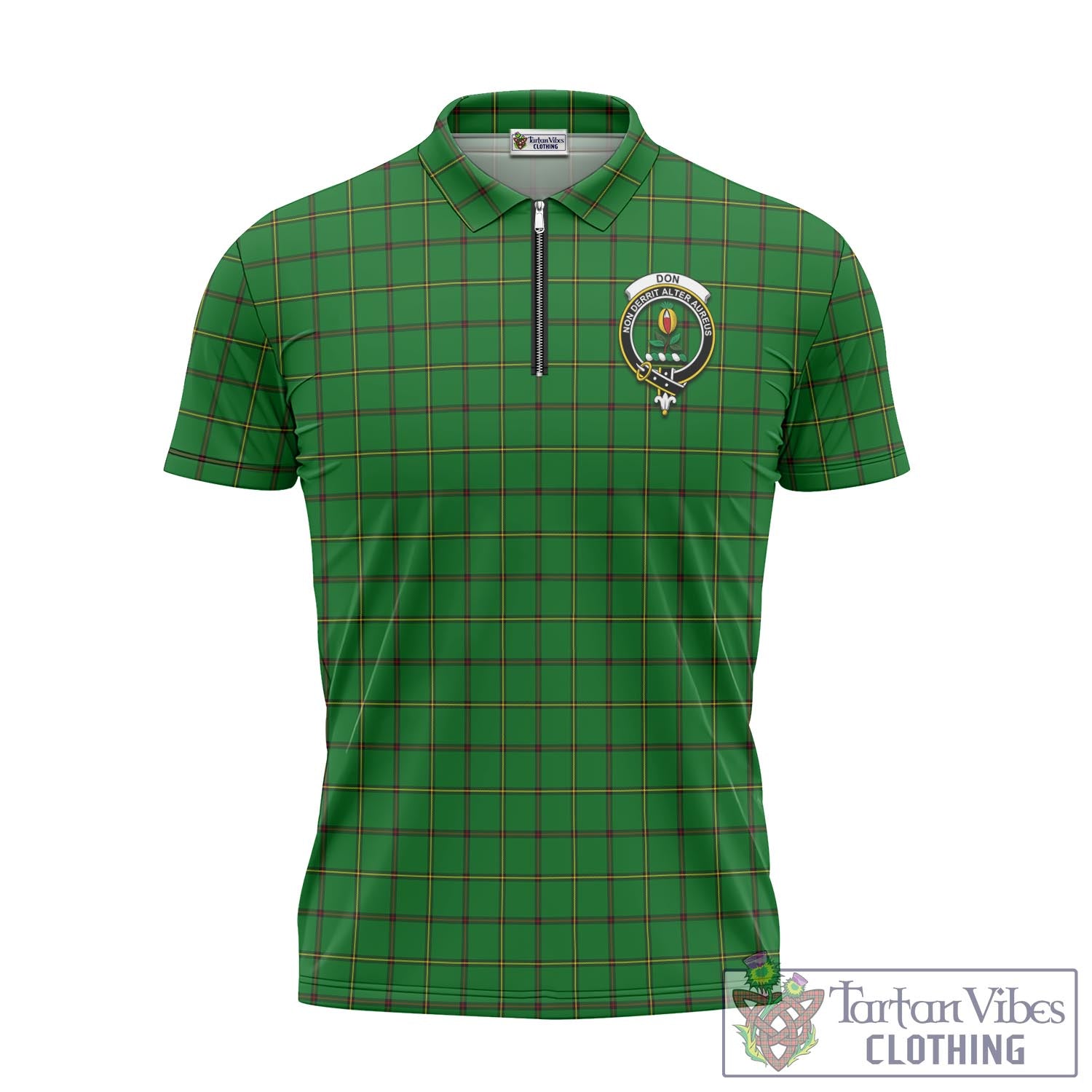 Don Tartan Zipper Polo Shirt with Family Crest Unisex - Tartan Vibes Clothing