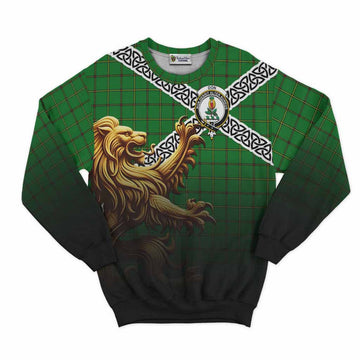 Don Crest Tartan Sweatshirt with Golden Lion Emblem Celtic Style Unisex - Tartan Vibes Clothing