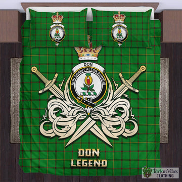 Tartan Vibes Clothing Don Tartan Bedding Set with Clan Crest and the Golden Sword of Courageous Legacy