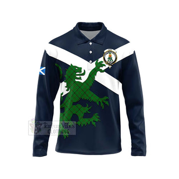 Don Tartan Lion Rampant Long Sleeve Polo Shirt Proudly Display Your Heritage with Alba Gu Brath and Clan Name Unisex - Tartan Vibes Clothing