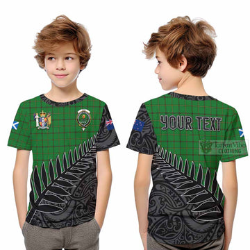Tartan Vibes Clothing Don Crest Tartan Kid T-Shirt with New Zealand Silver Fern Half Style