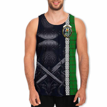 Don Tartan Men's Tank Top with Family Crest Cross Sword Thistle Celtic Vibes Men - Tartan Vibes Clothing