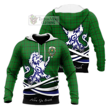 Don Tartan Knitted Hoodie with Alba Gu Brath Regal Lion Emblem Unisex Knitted Pullover Hoodie - Tartan Vibes Clothing