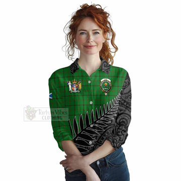 Don Crest Tartan Women's Casual Shirt with New Zealand Silver Fern Half Style Female - Tartan Vibes Clothing