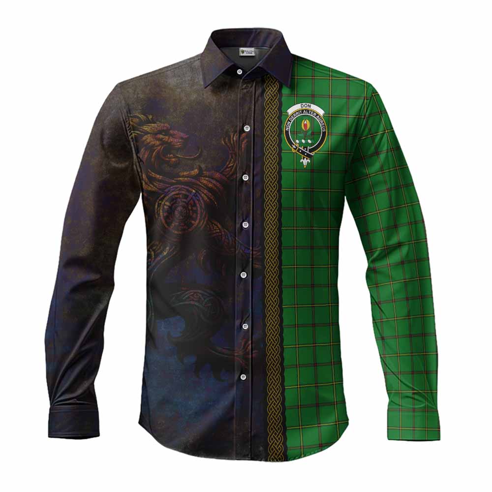 Don Tartan Family Crest Long Sleeve Button Shirt Alba Gu Brath Be Brave Lion Ancient Style Men's Shirt S - Tartan Vibes Clothing